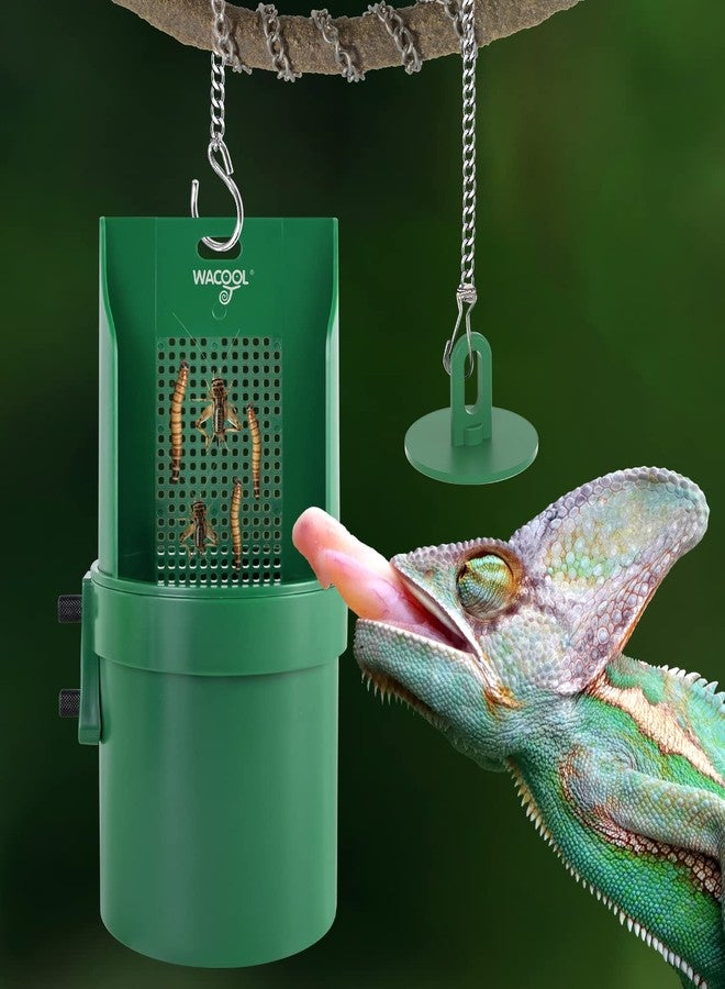 WACOOL Hanging Reptile Feeding Bowl with Grid Plate for Bugs Climbing & Move, Arboreal Reptile Climbing Feeder Bowl for Feeding Chameleon, Lizard, Iguana, Gecko, Frog - Image 1